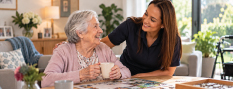 Aged care support worker with a client