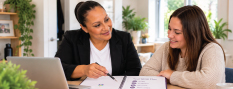 Support coordinator reviewing an NDIS plan